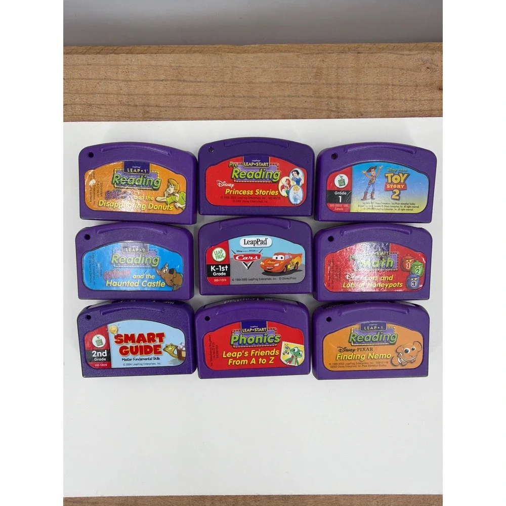 LeapFrog LeapPad LeapStart Cartridge Lot of 9 Disney Pixar Scooby‎ Reading Math